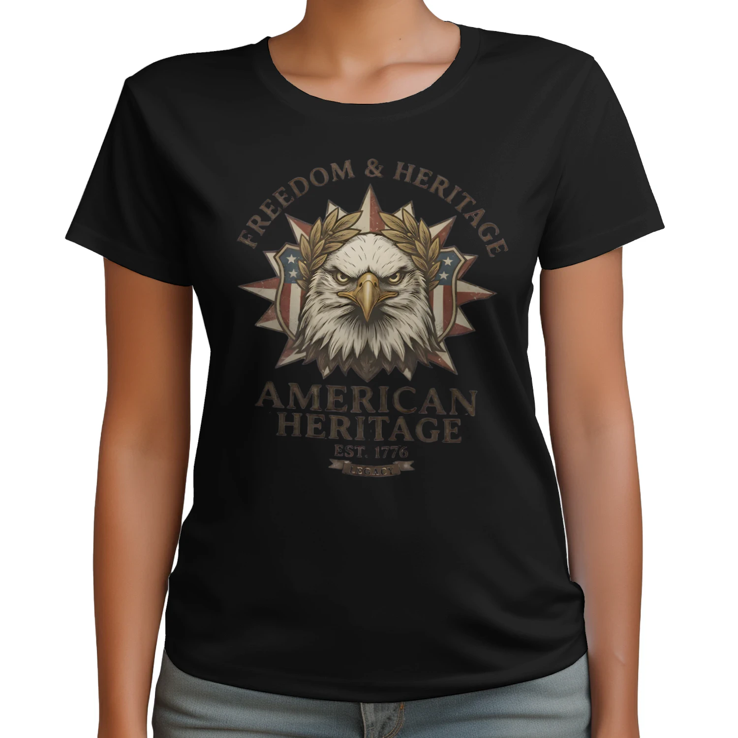 American Heritage Heavy Cotton Patriotic T-Shirt - Est. 1776 Freedom & Legacy