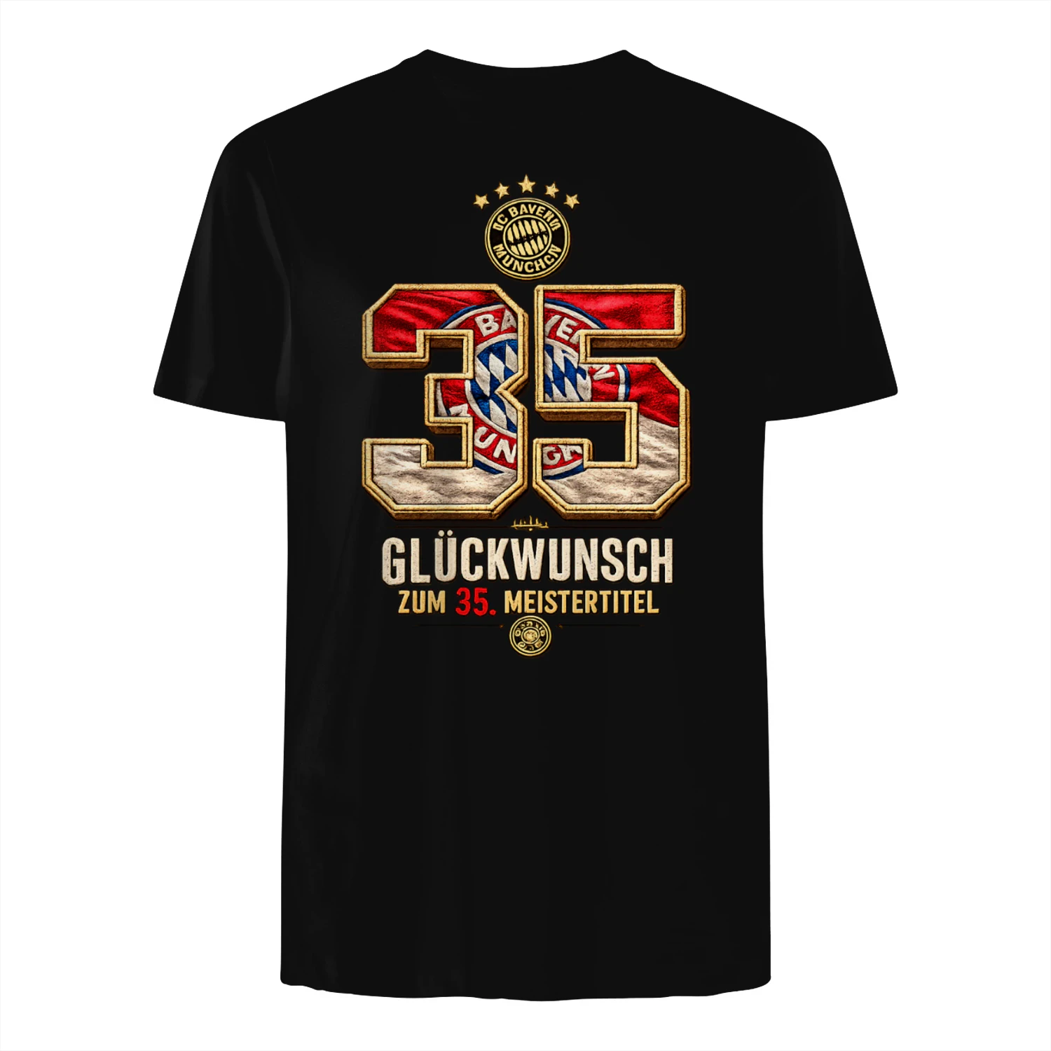 35 Titel. Eine Legende. Bayern München. Premium-Meisterschafts-T-Shirt mit exklusivem 35-Titel-Design für wahre Fans.