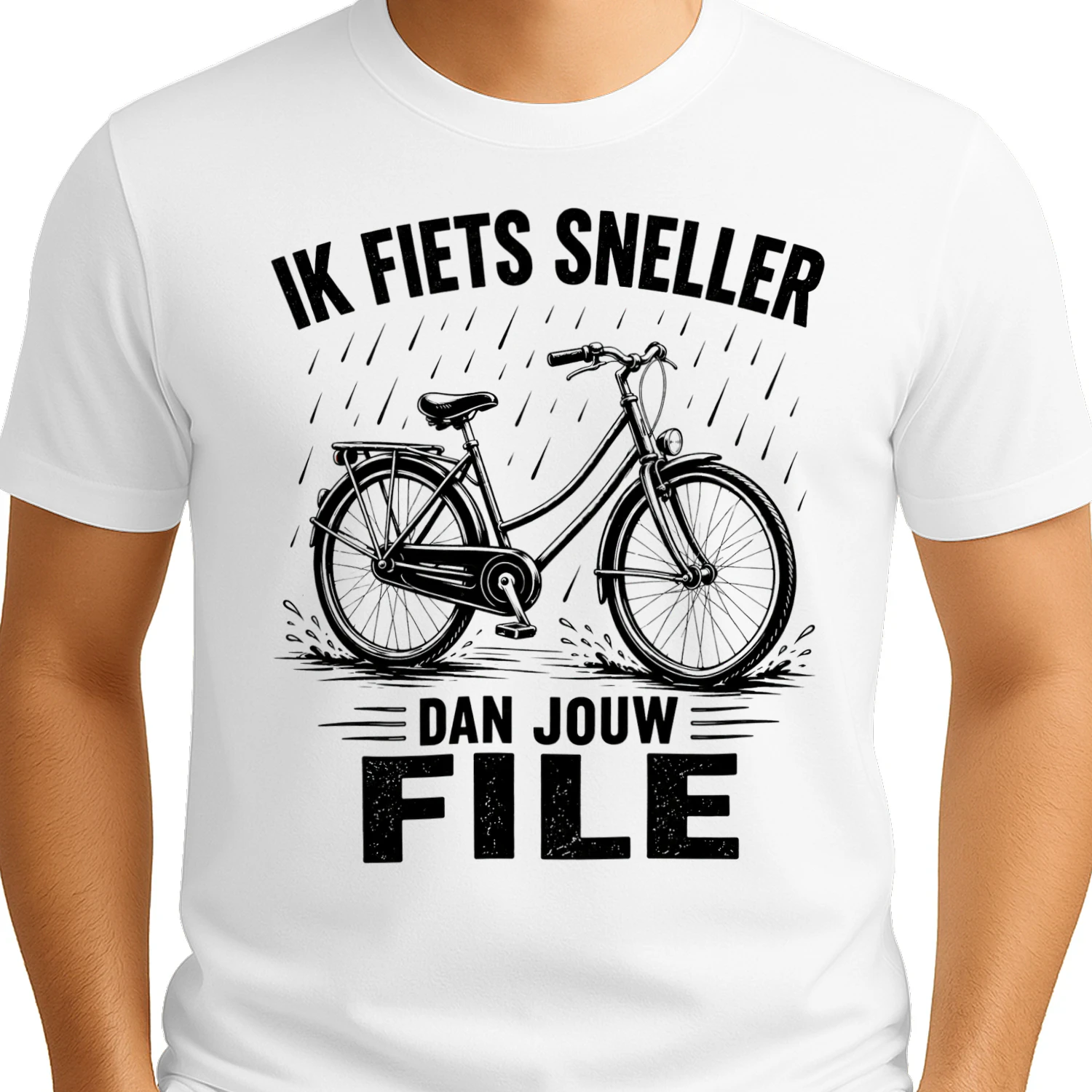 Ik Fiets Sneller Dan Jouw File | Grappig Fiets T-Shirt