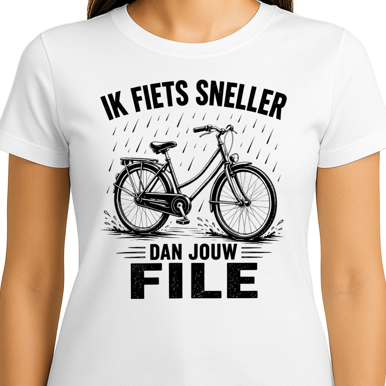 Ik Fiets Sneller Dan Jouw File | Grappig Fiets T-Shirt
