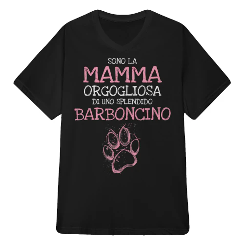 Regalo Divertente Donna Mamma Barboncino Barbone Cane Maglietta