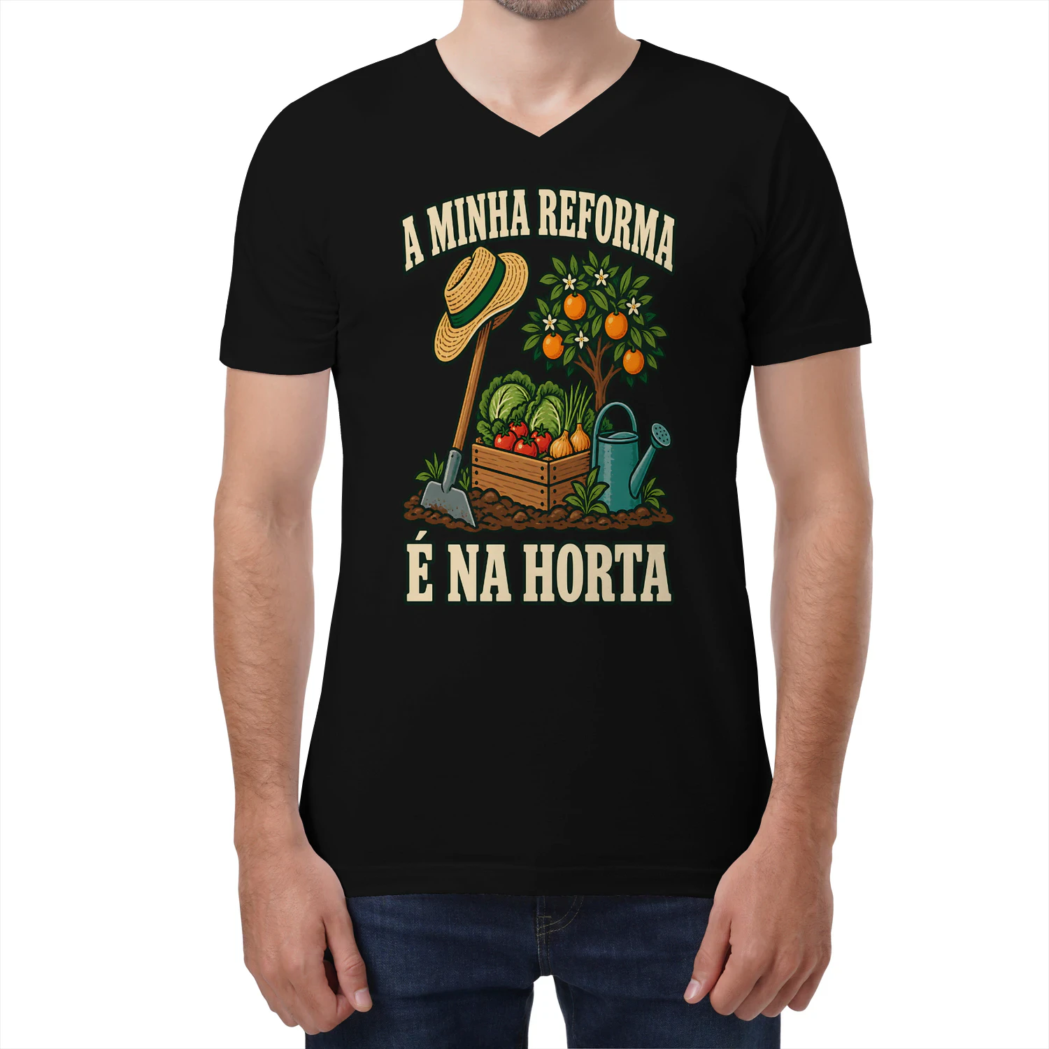 Reforma na Horta T-shirt de decote em V