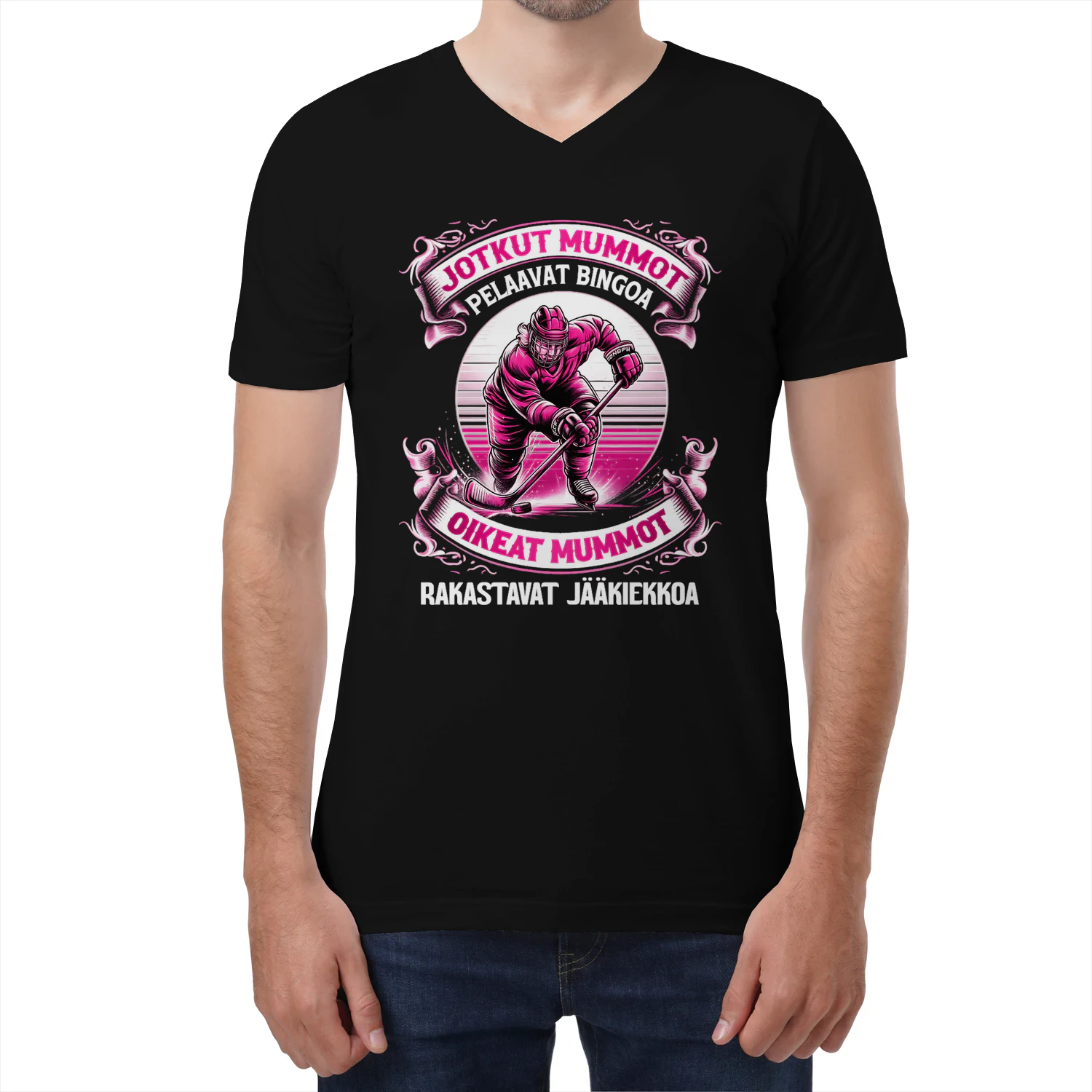 Ice Hockey Grandmas Bingo V-Neck T-Shirt