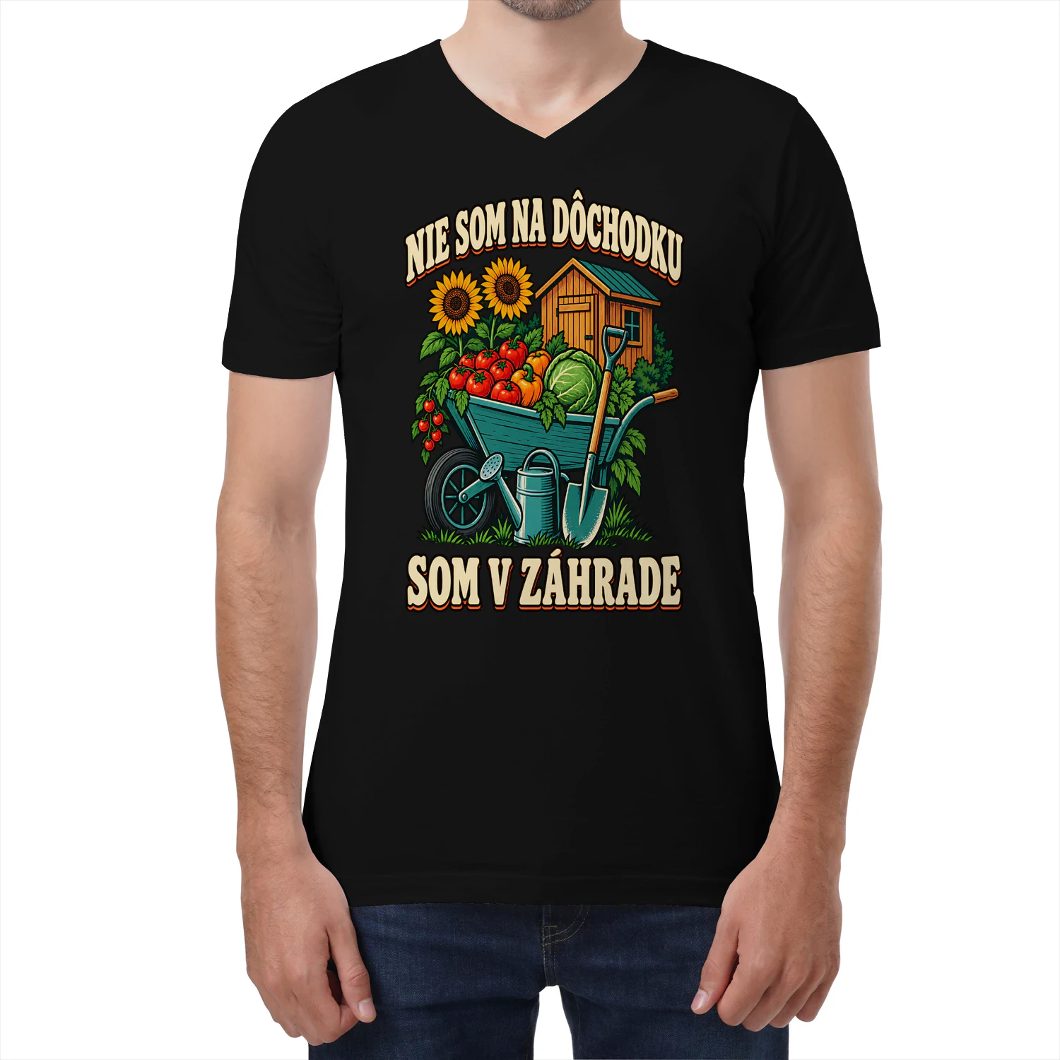 Záhradkársky dôchodok tričko s výstrihom do V