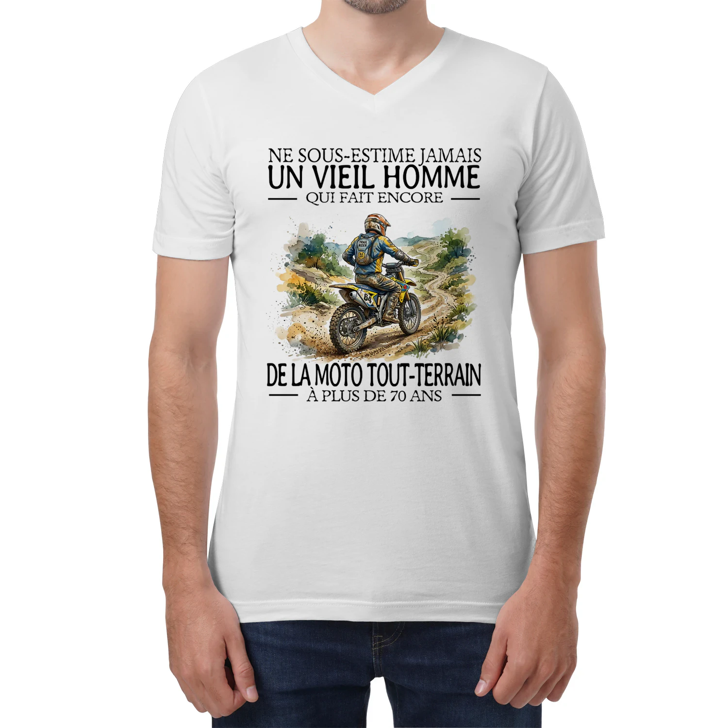 Dirtbikes Never Old Men 70 V-Neck T-Shirt