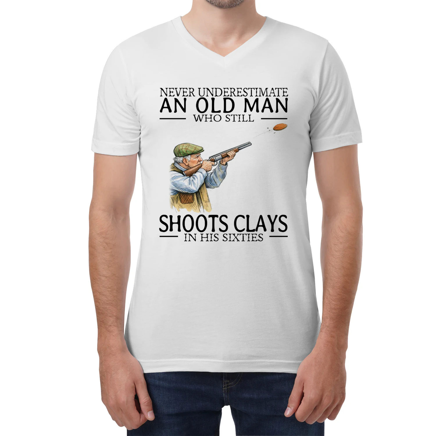 Shooting Never Old Men 60 V-Neck T-Shirt