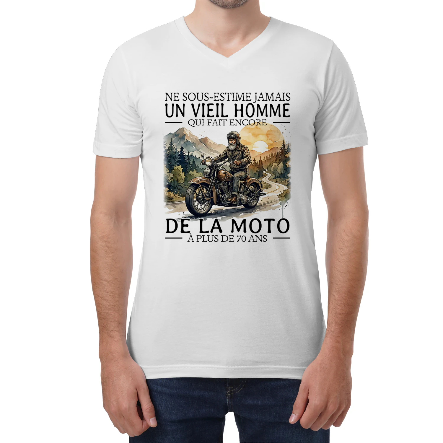 Biker Never Old Men 7 V-Neck T-Shirt