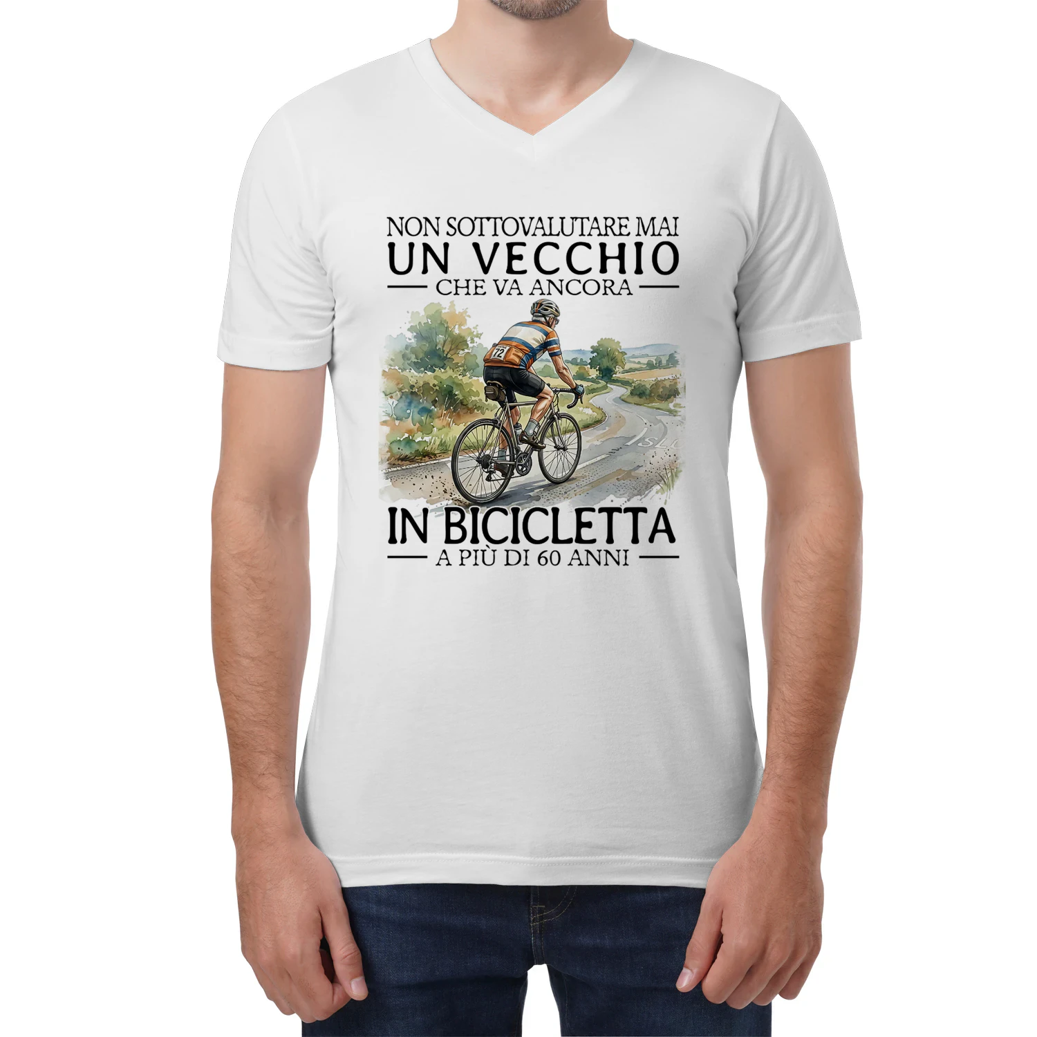 Cycling Never Old Men 60 V-Neck T-Shirt