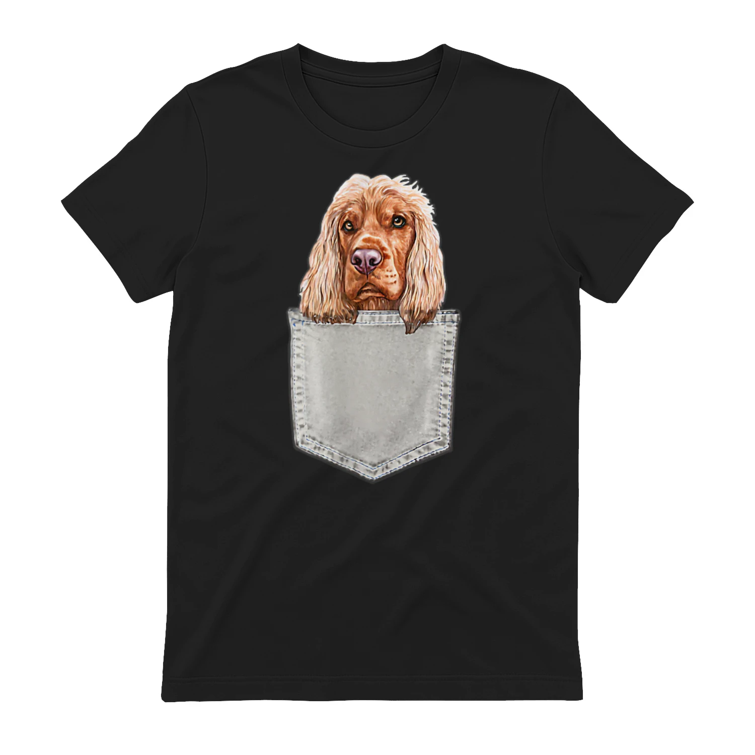 Amo il mio cane COCKER SPANIEL Camicie Accessori Maglietta Tasca Cane Cane COCKER SPANIEL Taschino Maglietta