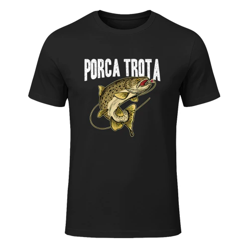 Porca Trota Regalo Divertente Pesca Festa del Papa Pescatore Maglietta