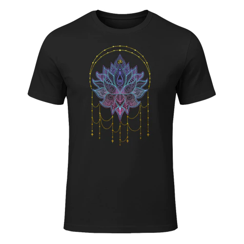 Indiano Yoga Om Icona Namaste Fiori Mandala Ornamenti Maglietta