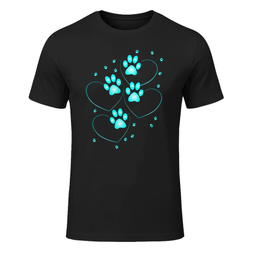 Cuori turchesi con Zampe di Cane o Gatto Maglietta