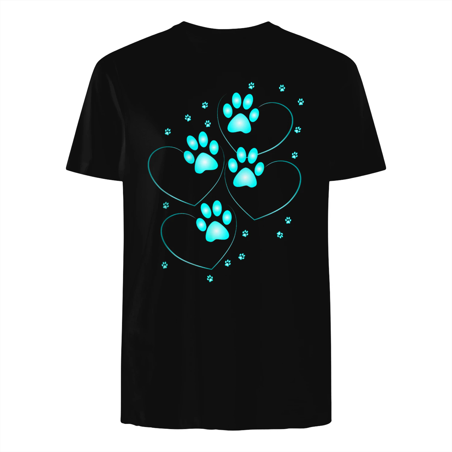 Cuori turchesi con Zampe di Cane o Gatto Maglietta