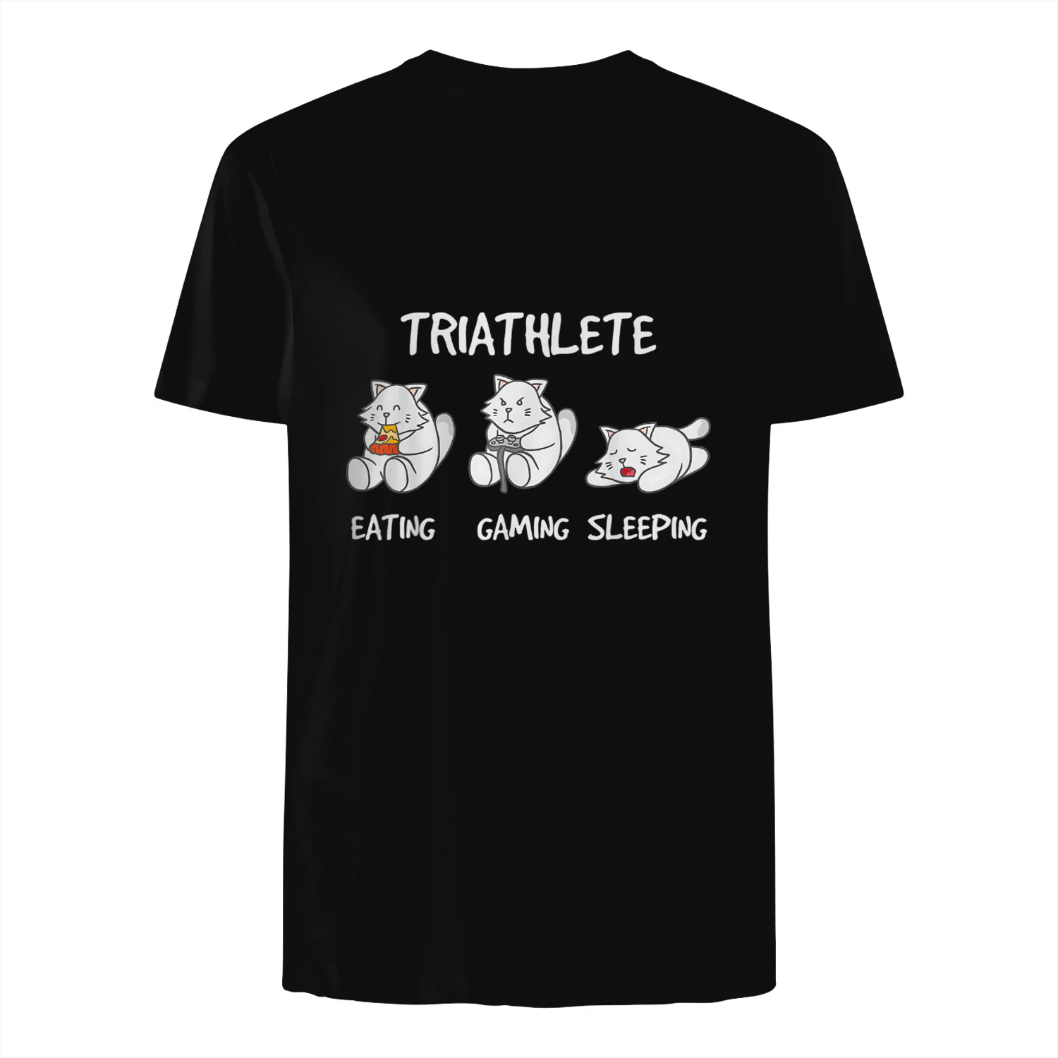 Gamer Triathlete Funny Gaming KItten Cat Playing Video Game Maglietta