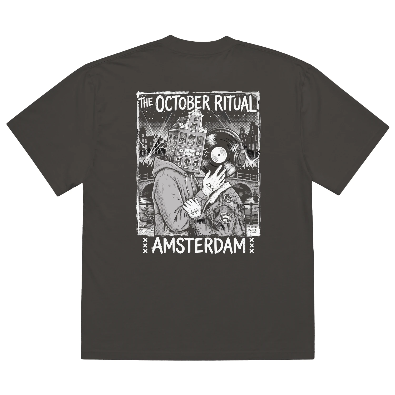 Amsterdam Techno Ritual Oversized T-Shirt - Heavyweight Donker Festival Shirt