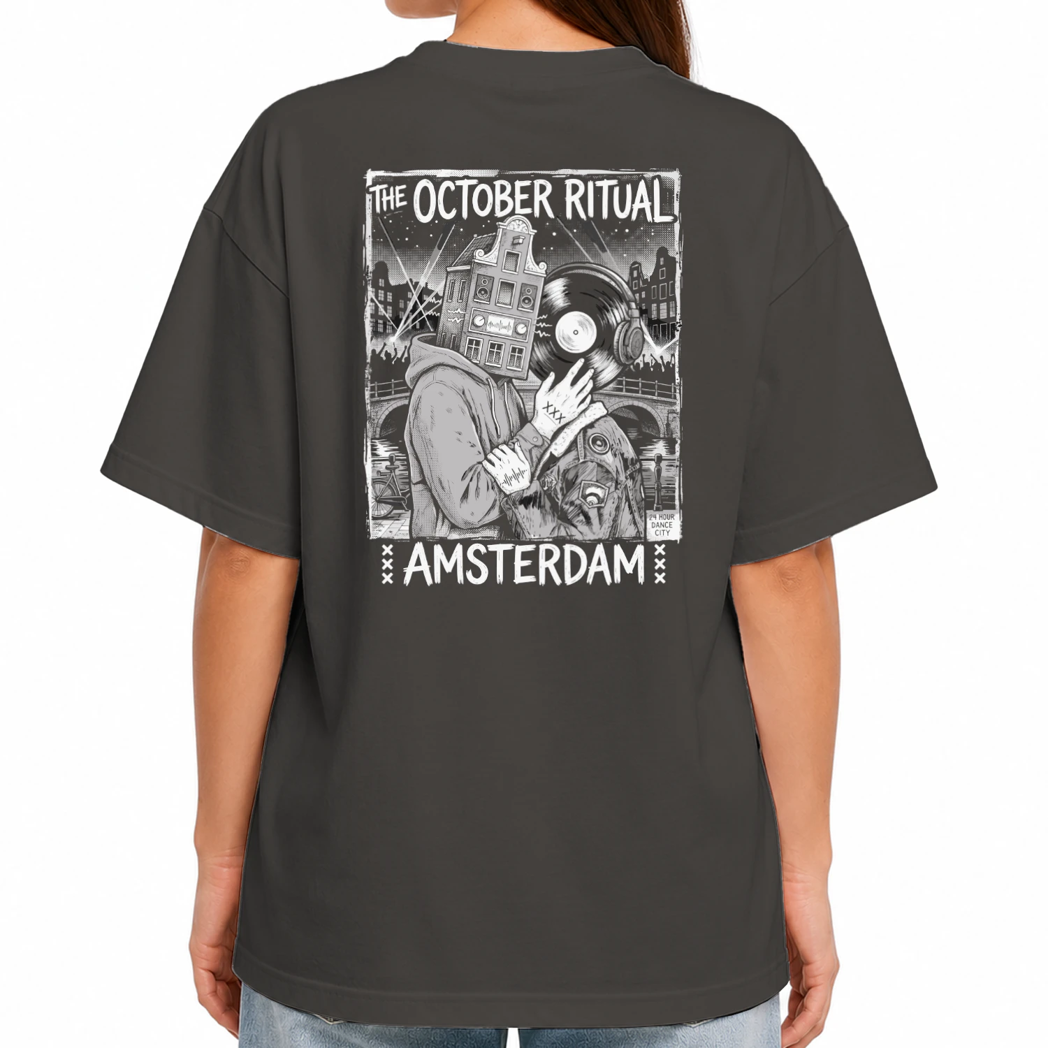 Amsterdam Techno Ritual Oversized T-Shirt - Heavyweight Donker Festival Shirt