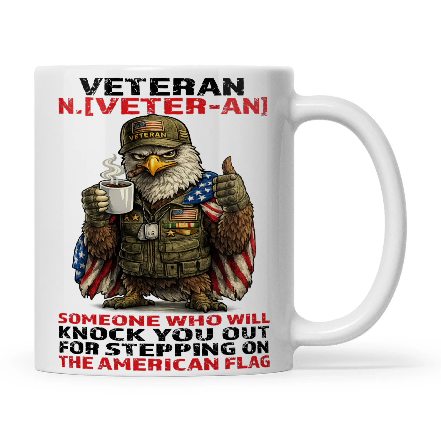 Eagle Veteran N.  Someone Who Will Knock You Out For Stepping On The American Fl