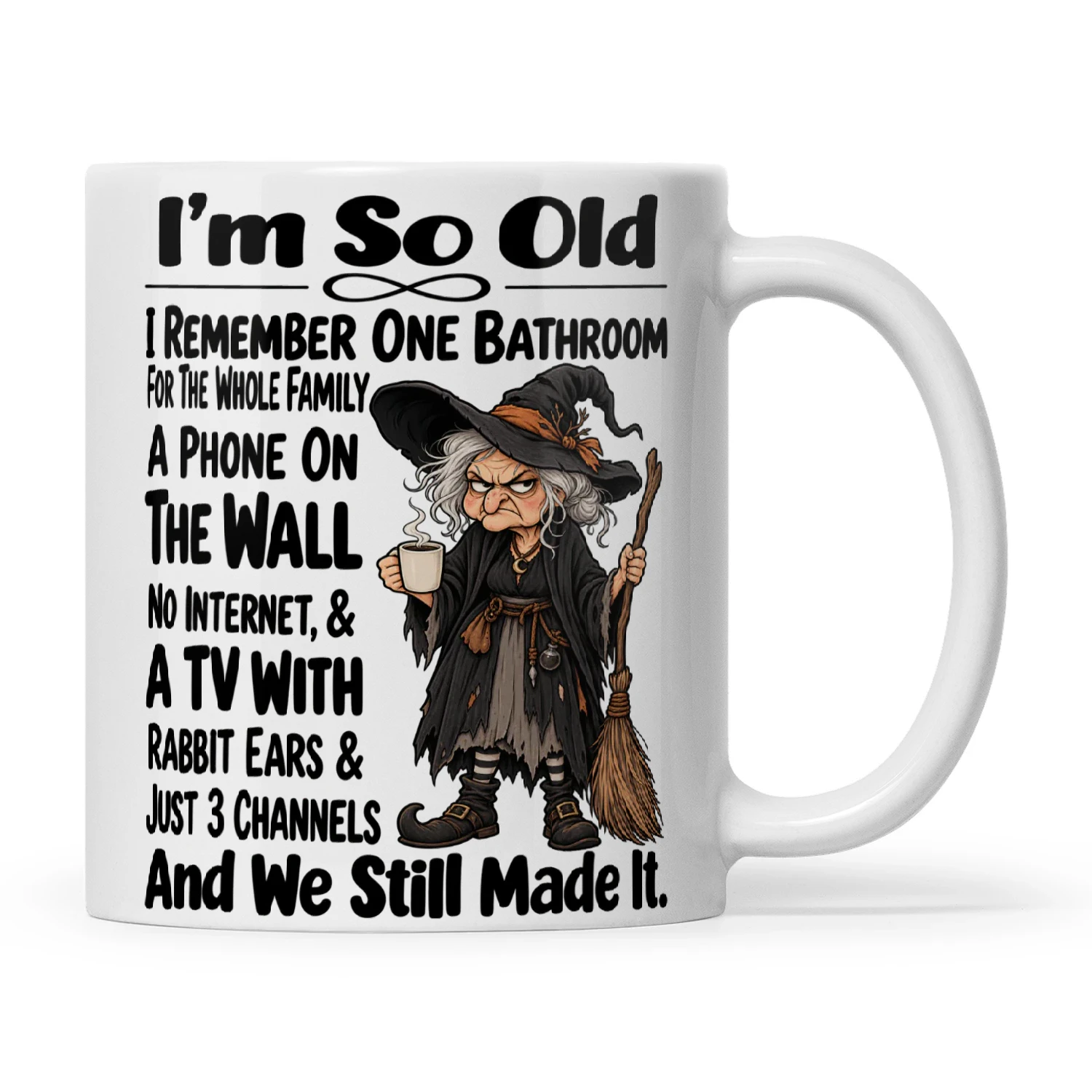 Witch I'm So Old I Remember One Bathroom For The Whole Family A Phone On The Wall No Internet & A TV With Rabbit Ears & Just 3 Channels And We Still Made It