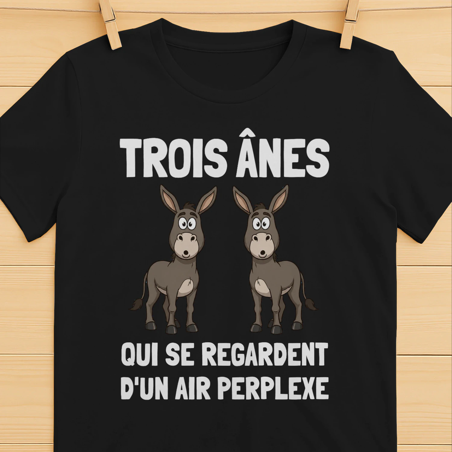 FR-Three donkeys looking at each other in confusion