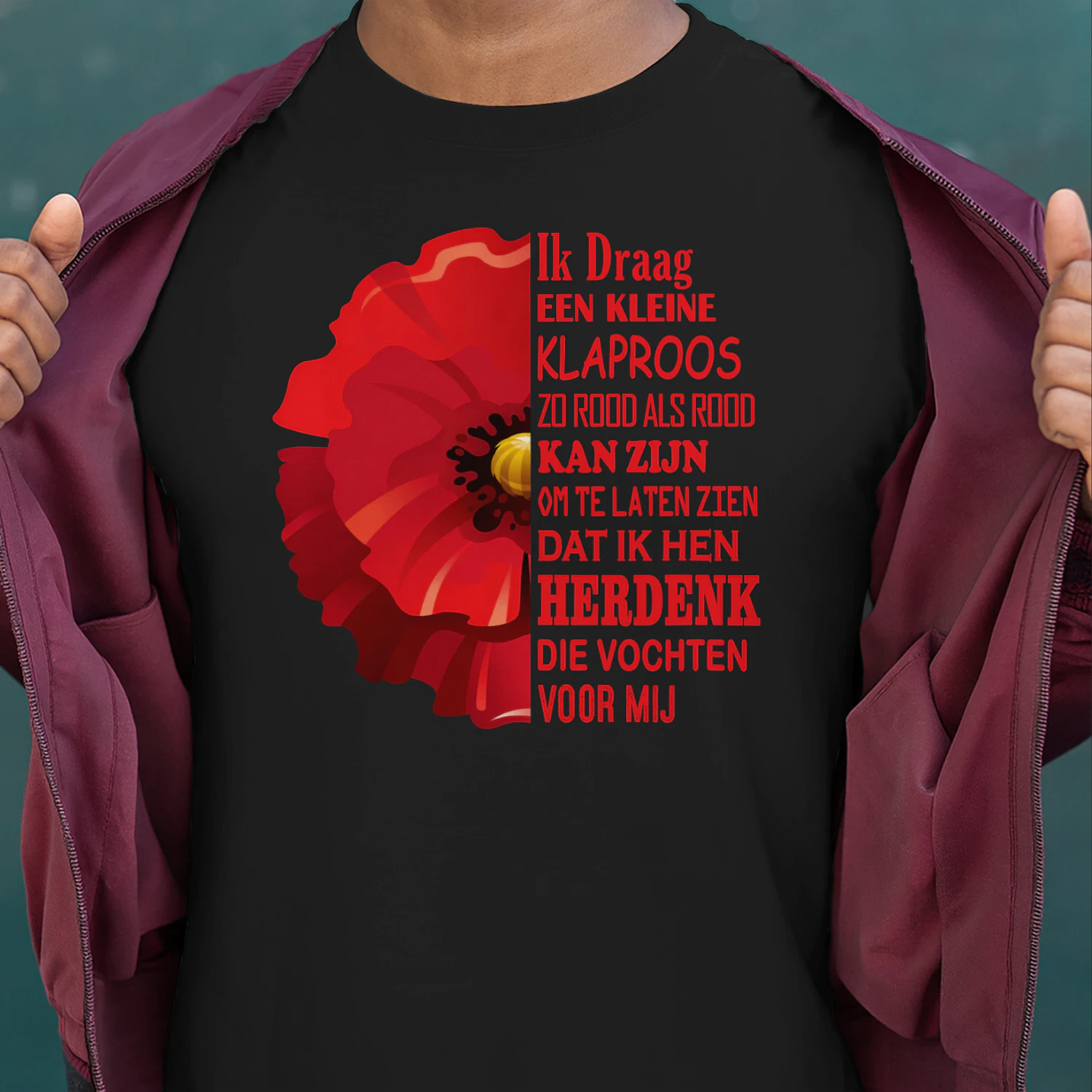NL-Ik draag een kleine klaproos, zo rood als rood kan zijn