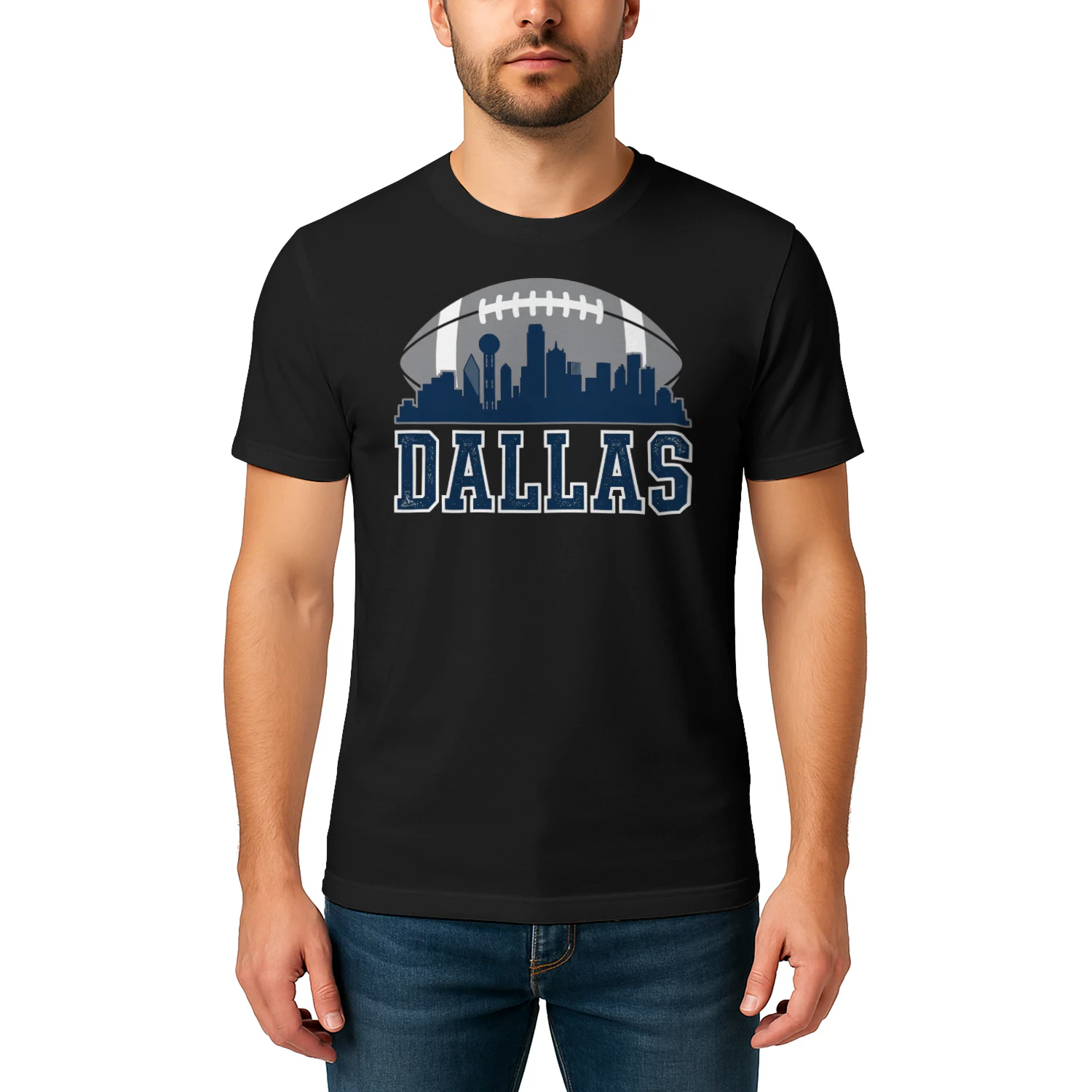 Dallas Texas Football Fan T-Shirt Silver & Blue Game Day Graphic Tee 🏈 Show Your Team Spirit, Get Yours!