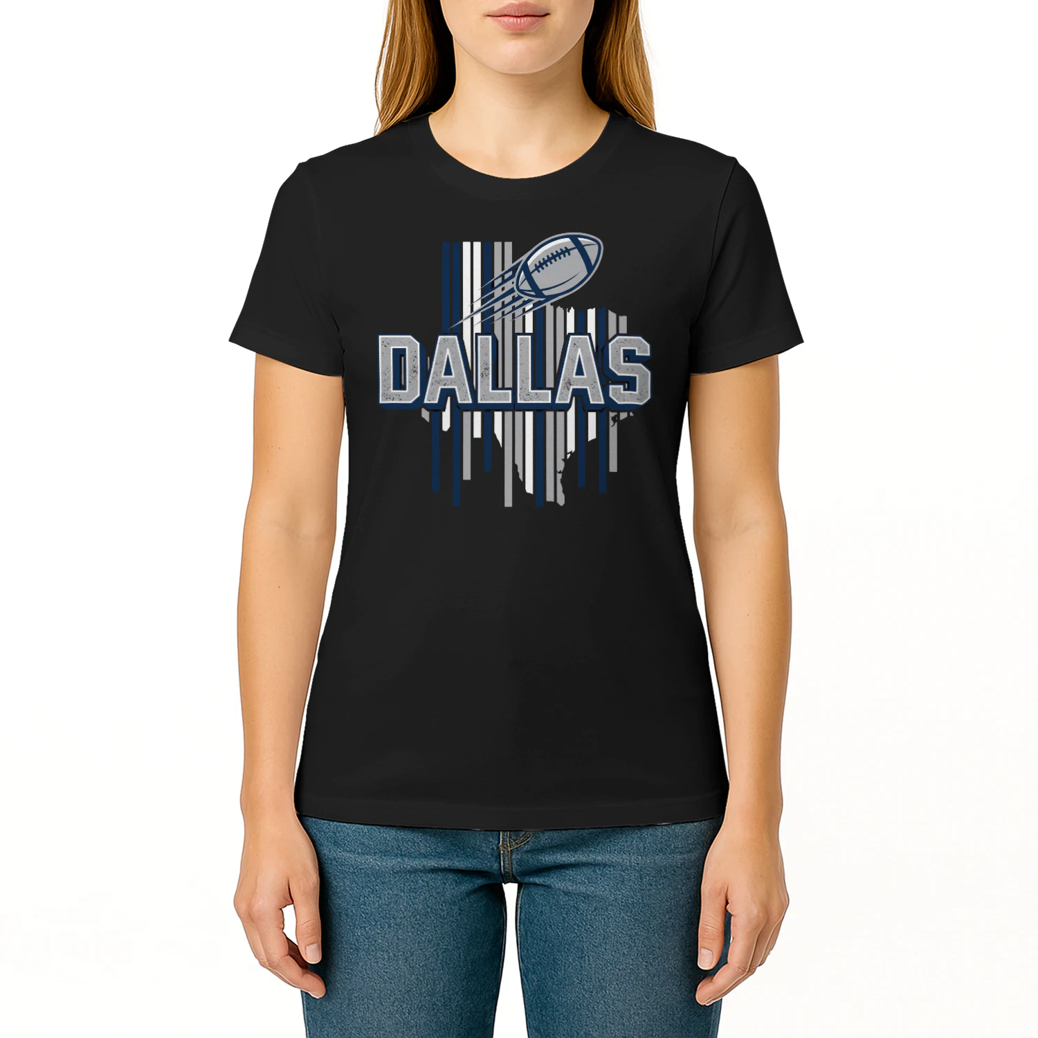 Dallas Texas Football Fan T-Shirt Silver & Blue Game Day Graphic Tee 🏈 Show Your Team Spirit, Get Yours!