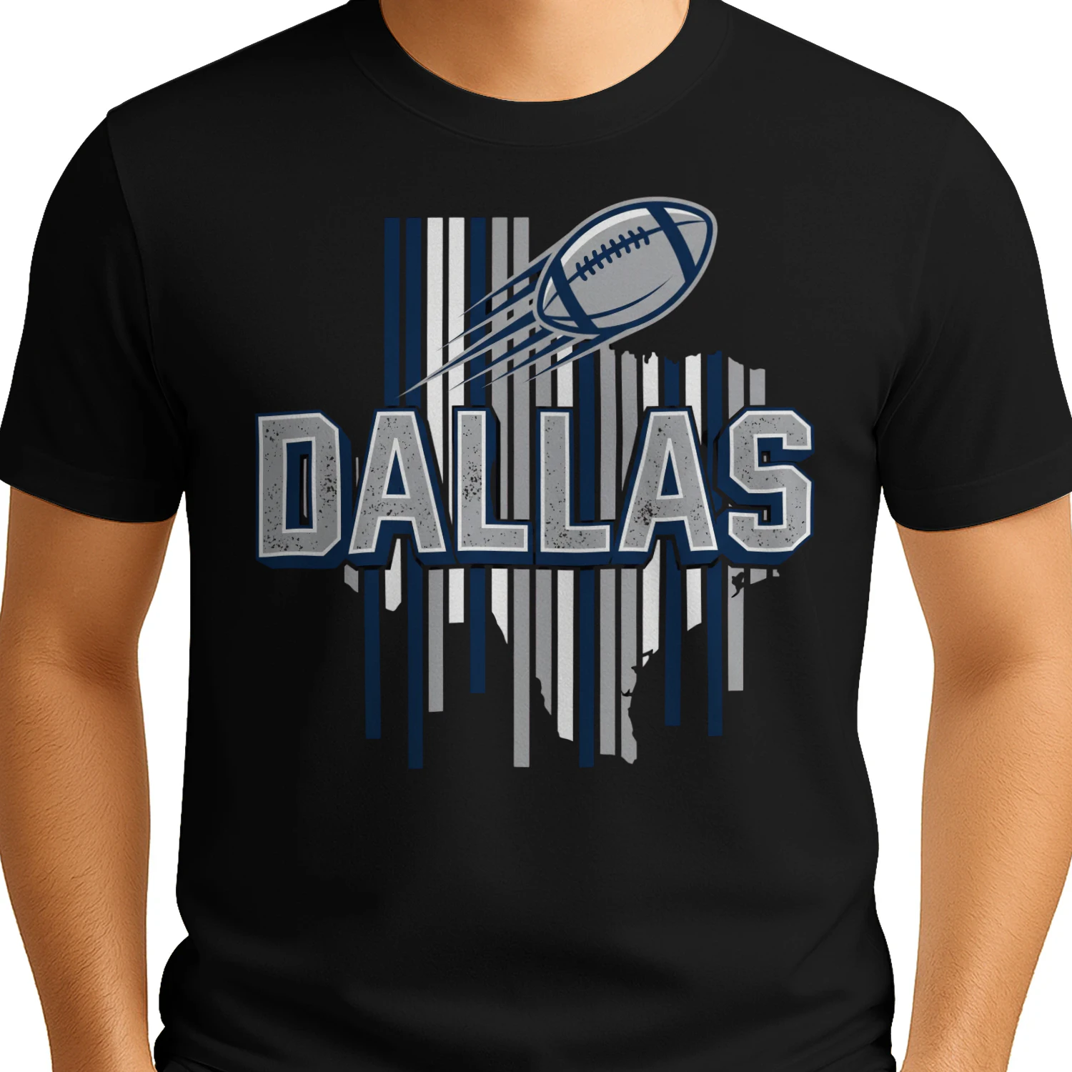 Dallas Texas Football Fan T-Shirt Silver & Blue Game Day Graphic Tee 🏈 Show Your Team Spirit, Get Yours!