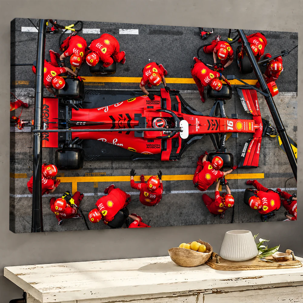 Formula One Pitstop Framed Canvas