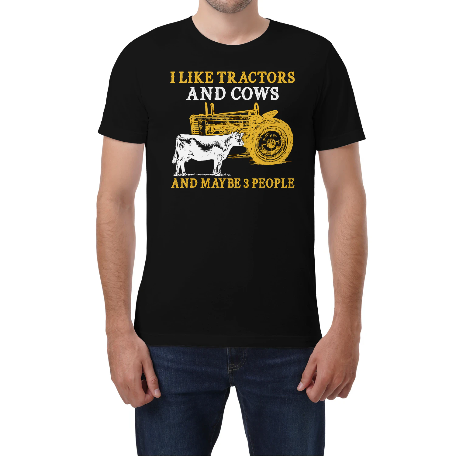 i like tractor and cows and maybe 3 people 