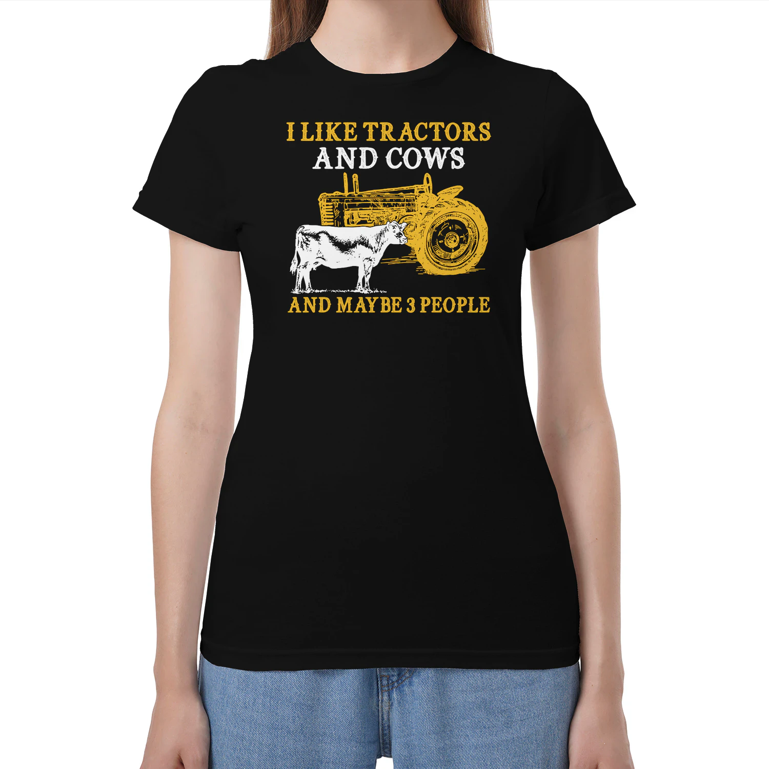 i like tractor and cows and maybe 3 people 