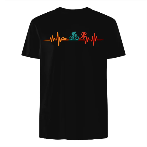 Retro color heartbeat of a triathlete triathlon 