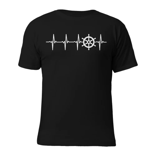 Herzschlag Boot Steuerrad T-Shirt Segeln Seemann Kreuzfahrt Kapitän