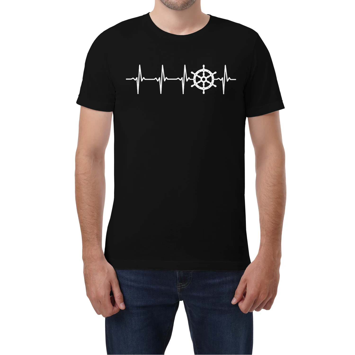 Herzschlag Boot Steuerrad T-Shirt Segeln Seemann Kreuzfahrt Kapitän