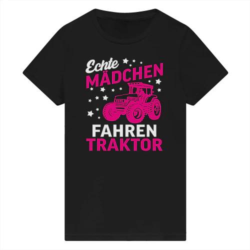 Echte Mädchen Fahren Traktor 