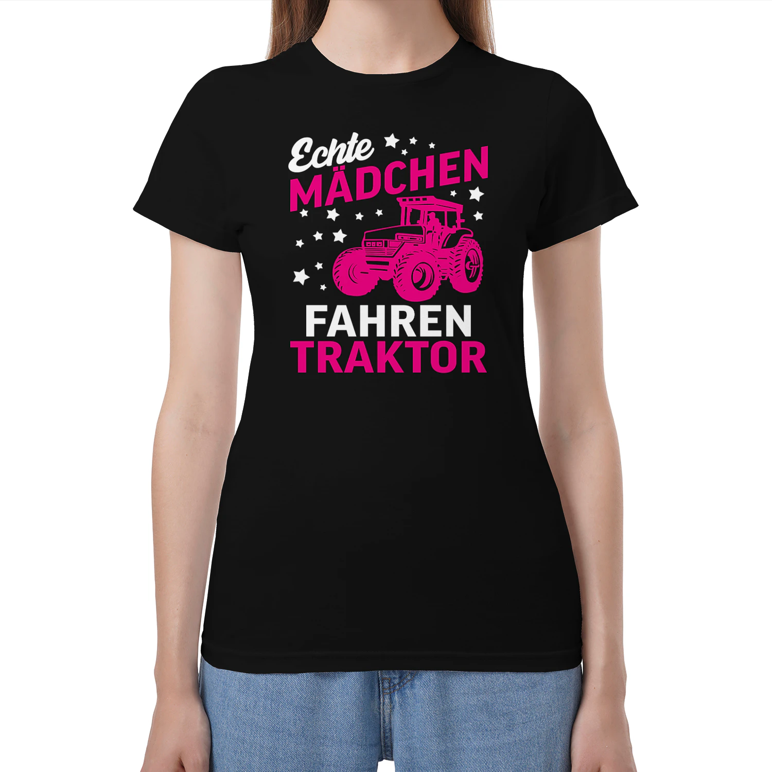Echte Mädchen Fahren Traktor
