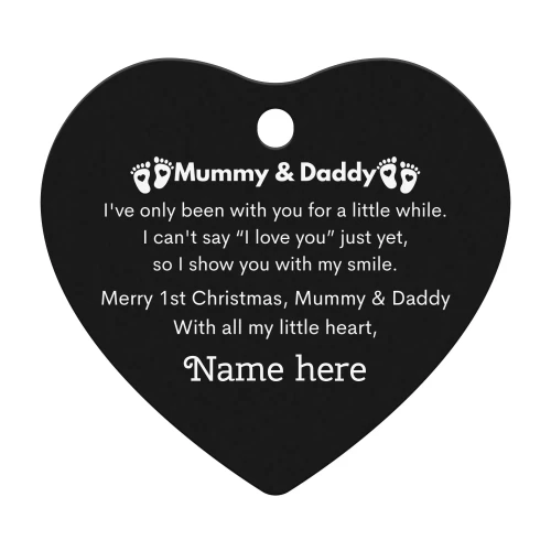 Mummy & Daddy Merry First Christmas Personalised Special Christmas Ornament