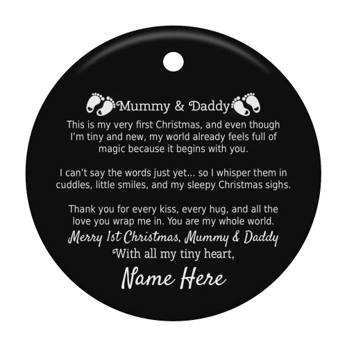 Mummy and Daddy 1st Christmas special Customizable Ornaments, Cushion.