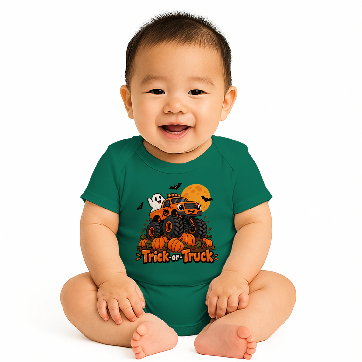 Halloween Trick or Truck Baby Bodysuit