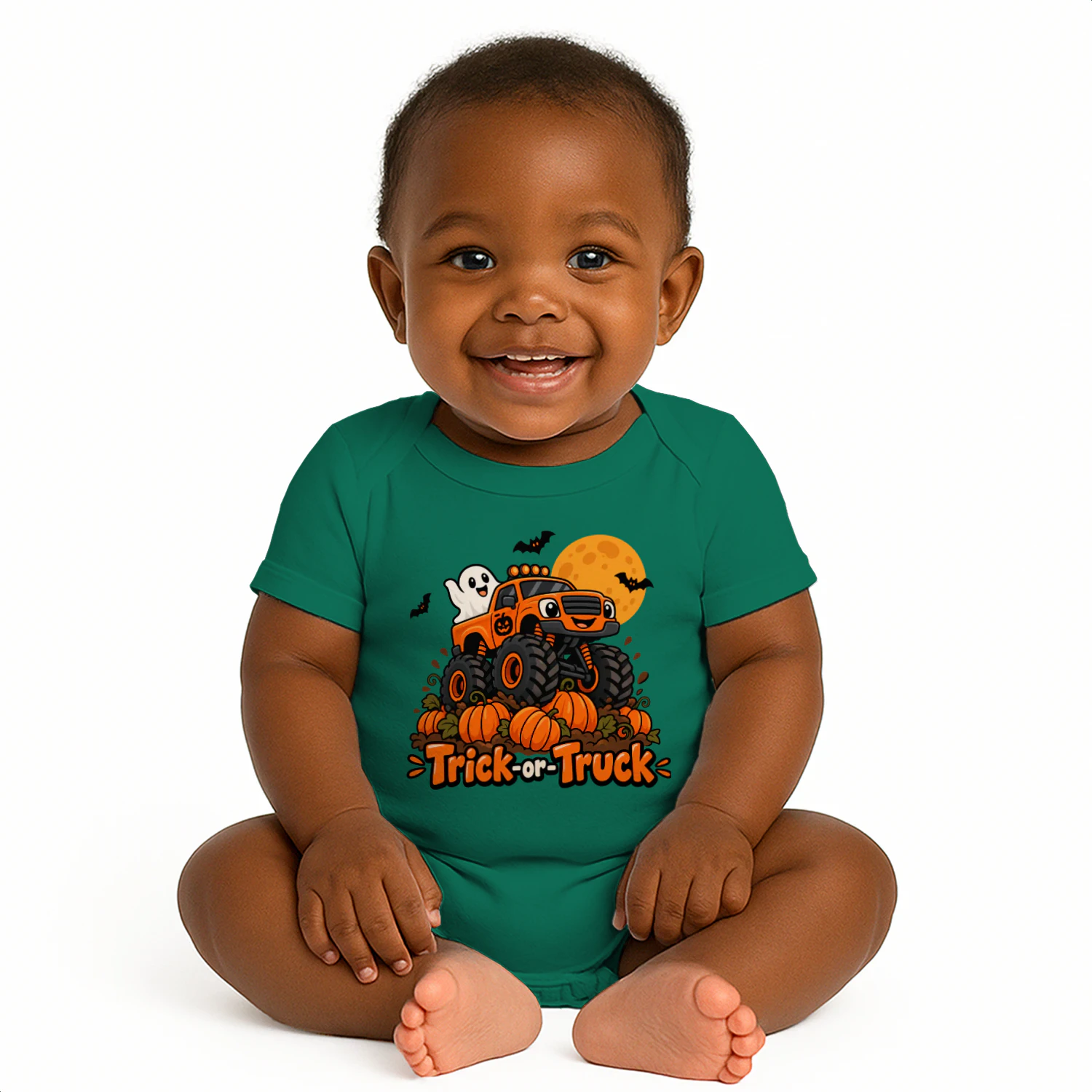 Halloween Trick or Truck Baby Bodysuit