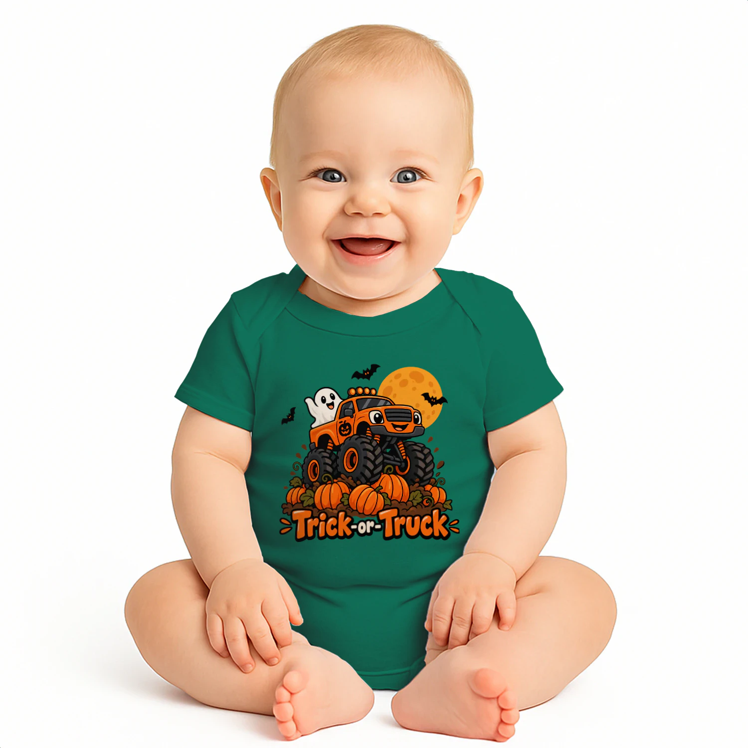 Halloween Trick or Truck Baby Bodysuit