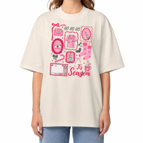 NURSE Pink Christmas Tis The Season Xmas   Cute Girly Holiday Womens   Candy Cane Bow Santa Tee Winter Crewneck 