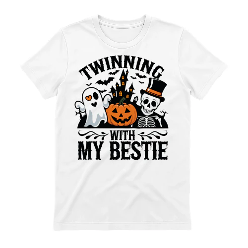 Twinning with My Bestie Pumpkin Skeleton Halloween Matching