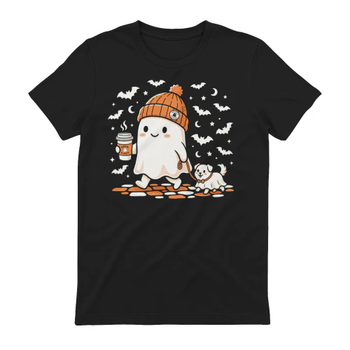 Cute Ghost Walking Dog Spooky Coffee Halloween