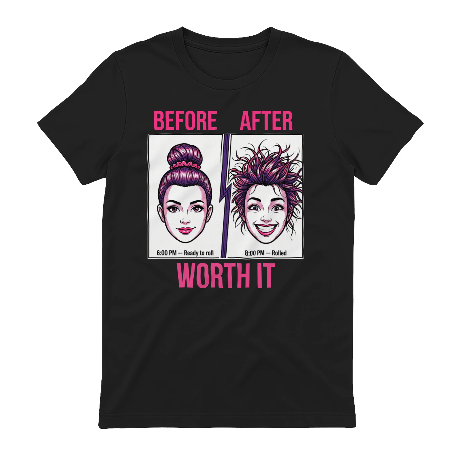 Tap Out Queen — "Worth It" BJJ Hair Before & After Women's T-Shirt