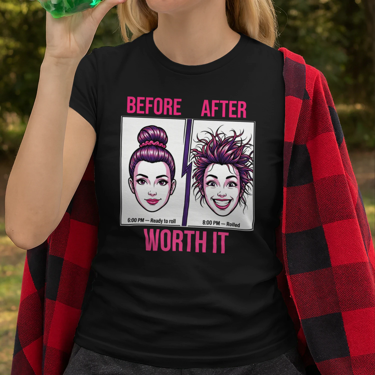Tap Out Queen — "Worth It" BJJ Hair Before & After Women's T-Shirt