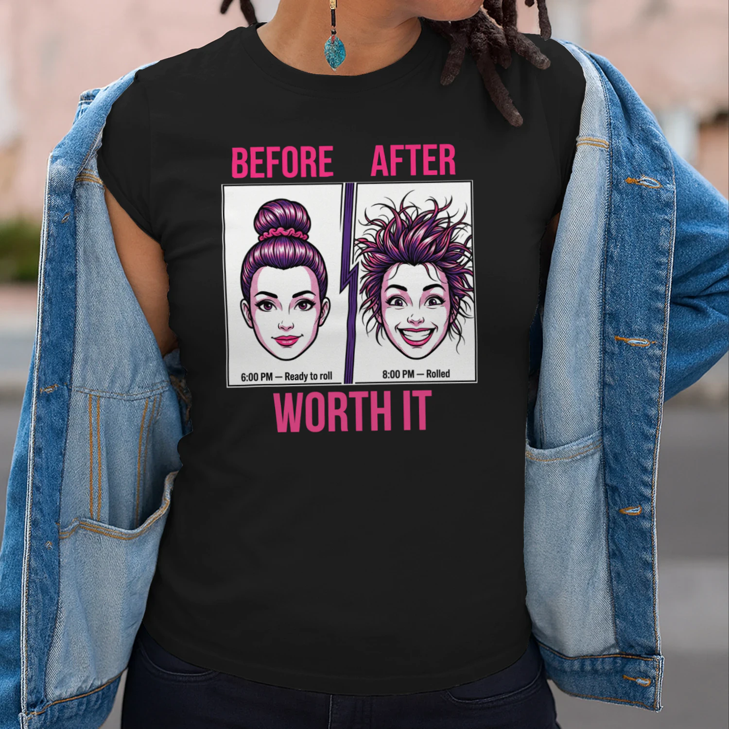 Tap Out Queen — "Worth It" BJJ Hair Before & After Women's T-Shirt