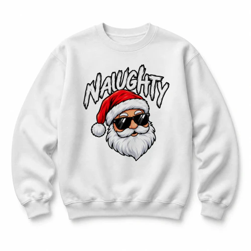Naughty Santa Christmas T-Shirt Design – Funny Cool Santa Holiday Graphic