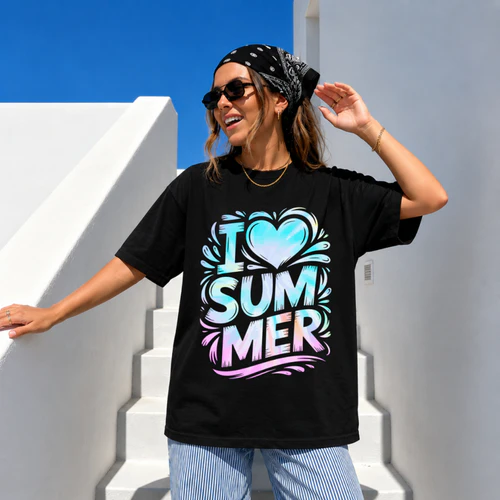 I Love Summer – Pastellfärgad Sommar T-Shirt