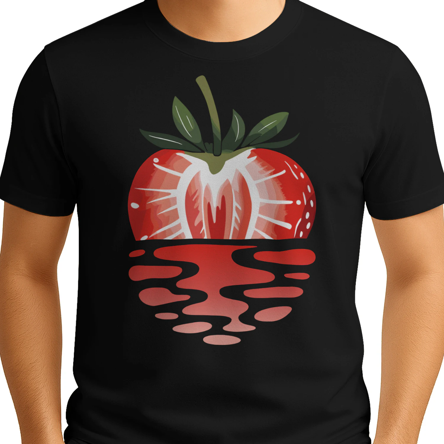 Jordgubbe Solnedgång vid Havet – Sommar T-Shirt