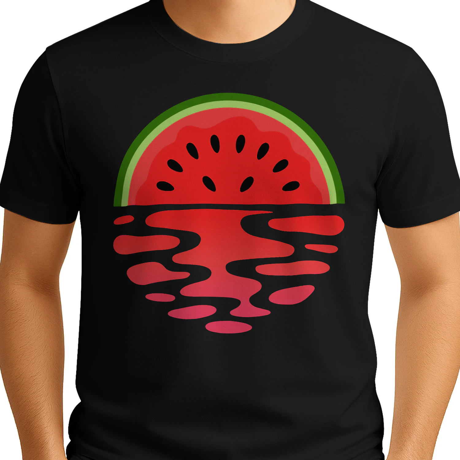 Vattenmelon Solnedgång vid Havet – Sommar T-Shirt